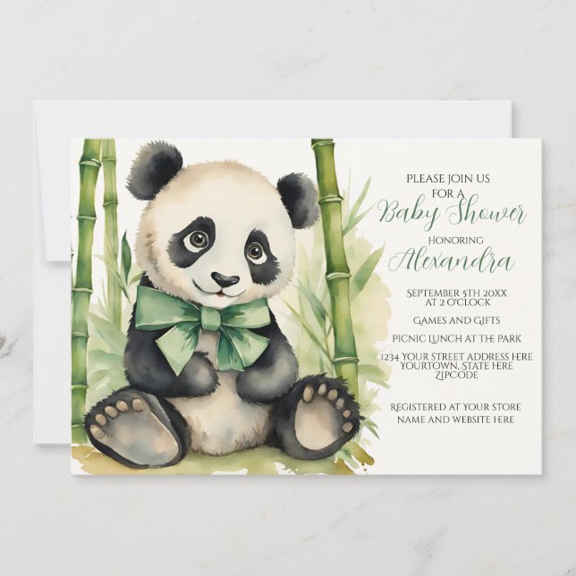 Baby Panda Genre Neutre Baby shower Invitation (Devant)