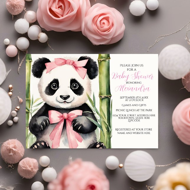 Baby Panda Girl Baby shower Invitation (Créateur téléchargé)