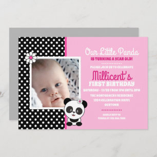 Baby Panda Modèle photo Invitations d'anniversaire