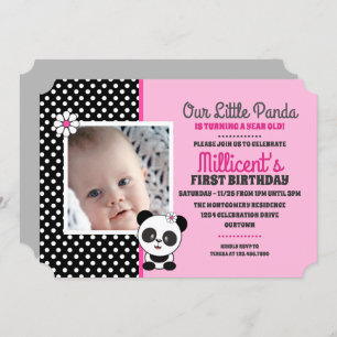 Baby Panda Modèle photo Invitations d'anniversaire