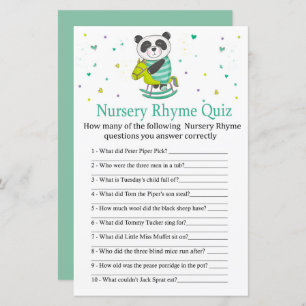 Baby Panda Nursery Rhyme Quiz jeu de baby shower