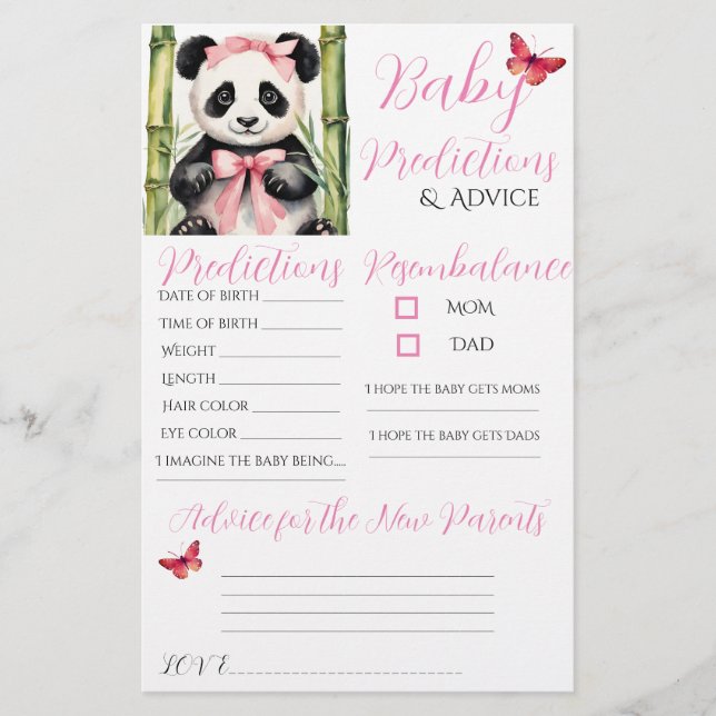 Baby Panda ours fille Baby Predictions Carte de co (Devant)