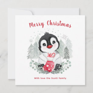 Baby Penguin Carte de Noël mignonne