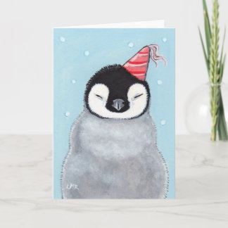 Baby Penguin portant une carte d'art Casquette