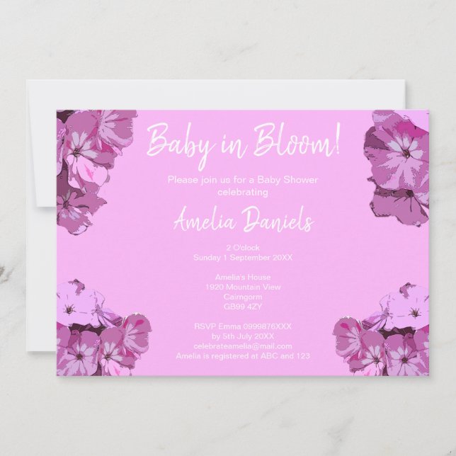 Baby Pink Floral Baby Shower Invitation (Devant)