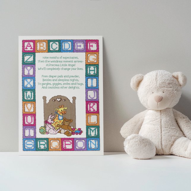 Baby Poem Cross Stitch Nursery Carte bébé (Créateur téléchargé)