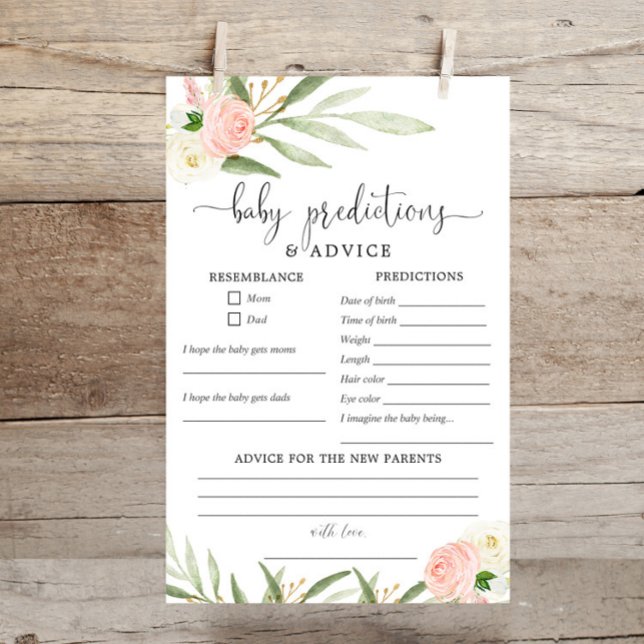 Baby prédictions carte conseil vert rose or (Créateur téléchargé)