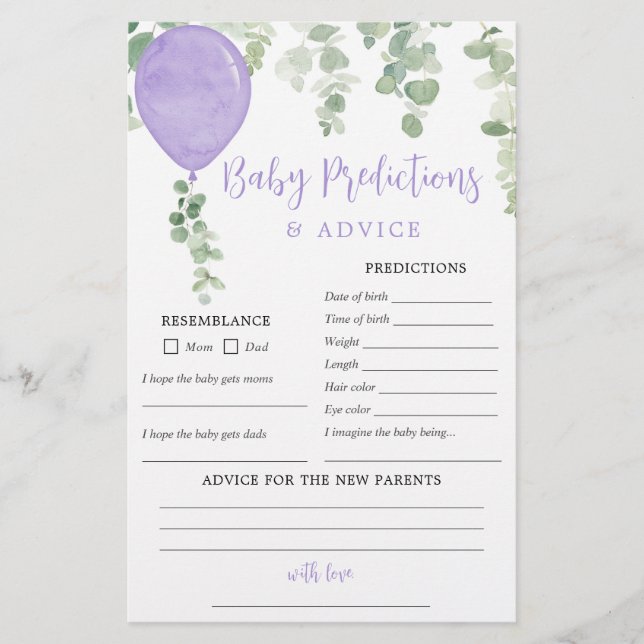 Baby pronostics carte conseil baudrier violet fill (Devant)