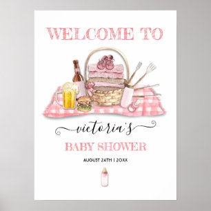 Baby Q Barbecue Douche Pique-nique rose Affiche de