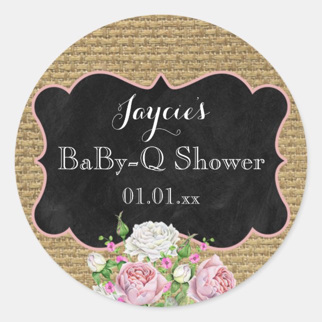 BaBy-Q Douche Burlap Mason Jar Circle Sticker (Devant)