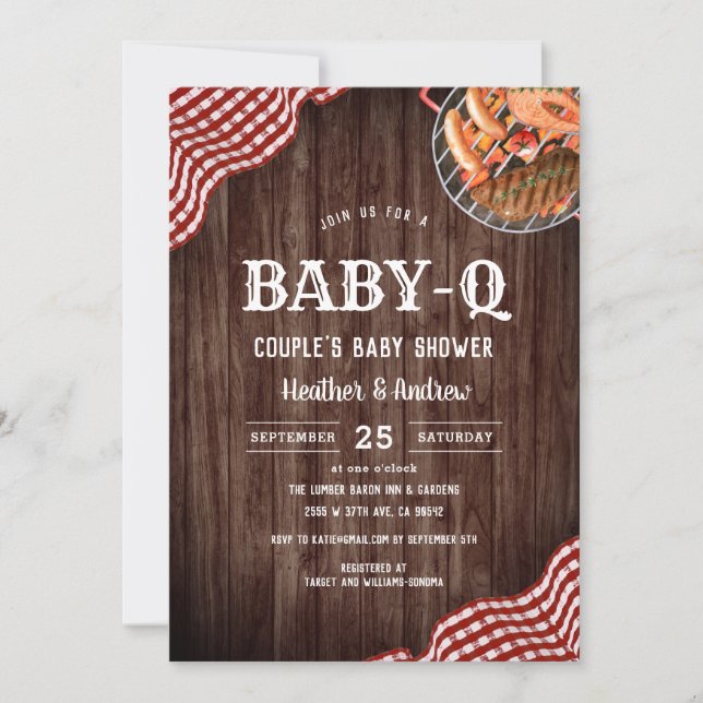Baby-Q Pique-nique BBQ Invitation Baby shower de c (Devant)