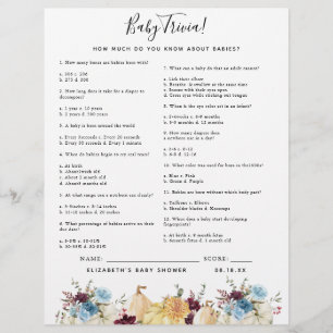 Baby - Quiz Jeu de Baby Shower