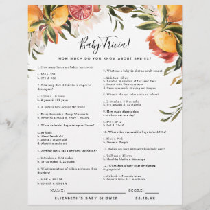 Baby - Quiz Jeu de Baby Shower