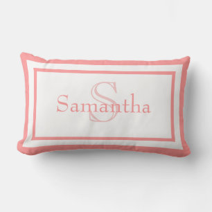 Baby rose et blanc Monogramme Nom Keepsaké Coussin