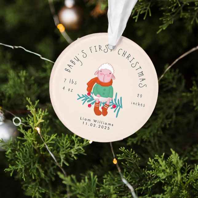 Baby’s First Christmas Adorable Lamb  Ornament (Créateur téléchargé)