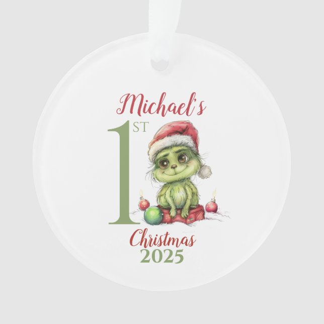 Baby’s First Christmas Ornament with Cute Grinch (devant)