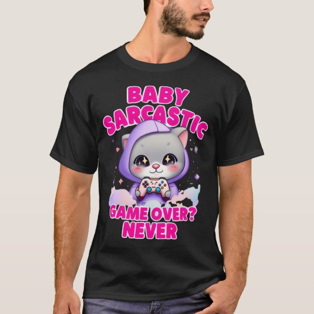 Baby Sarcastic Gamer Cat Funny T-SHIRT (Devant)