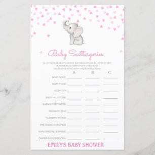 Baby Scattergories Jeu de Baby Shower IMPRIMÉ
