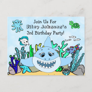 Baby Shark Family Custom Birthday Invitation