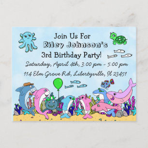 Baby Shark Family Custom Birthday Invitation