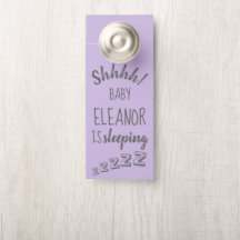Baby Shhh Sleeping Lavender Affichette de porte