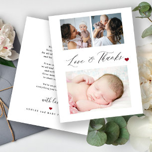 Baby shower 3 photo collage amour et merci script