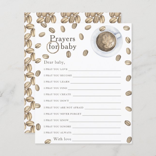 Baby shower à café Prières pour bébé (Devant / Derrière)
