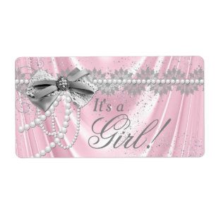 Baby shower à eau rose Satin Étiquettes