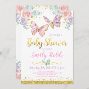 Baby shower à papillon Invitation Baby shower fill
