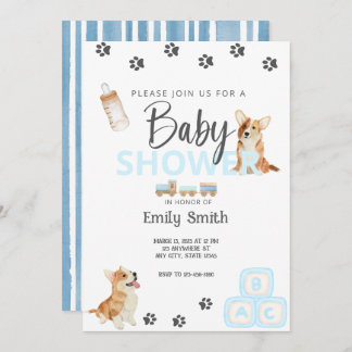 Baby shower à thème Corgi Invitation