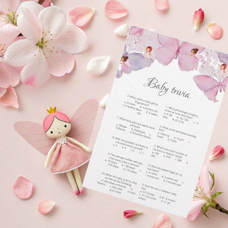 Baby shower à thème fée Trivia Carte de jeu