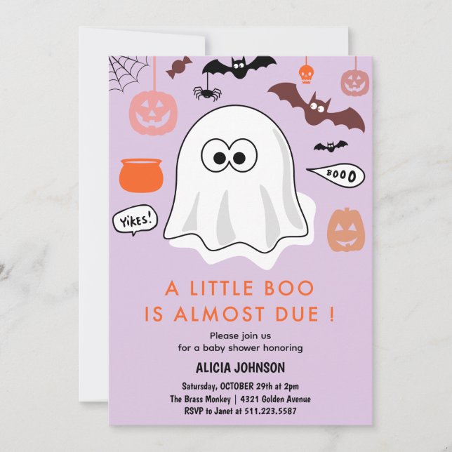 Baby shower à thème Halloween invitation petit liv (Devant)