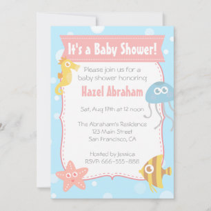 Baby shower à thème sous-marin Kawaii Invitation