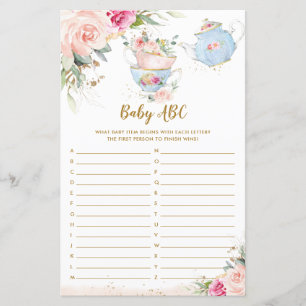 Baby shower ABC Jeu Tea Party Vintage rose floral