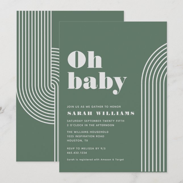 Baby shower Abstrait rétro | Invitation (Devant / Derrière)