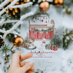 Baby shower acrylique de Noël Invitation