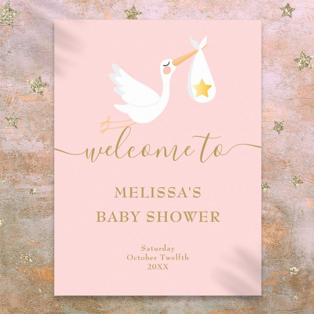 Baby shower Affiche de bienvenue de livraison spéc (Baby Shower Special Delivery Stork Welcome Sign)