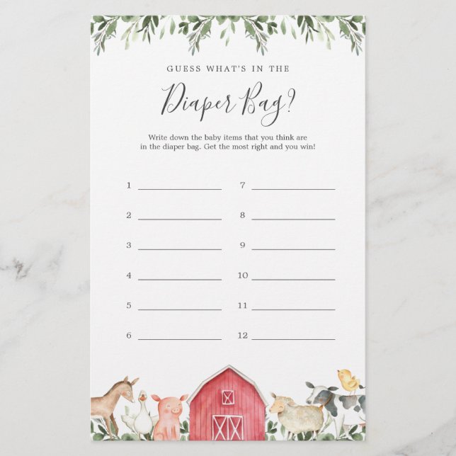 Baby shower agricole Devinez ce qu'il y a dans le  (Devant)
