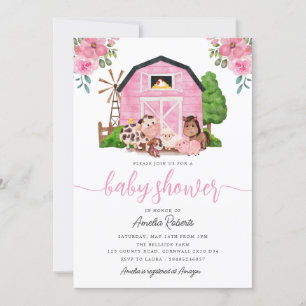 Baby shower agricole, Invitation de la grange rose