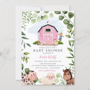 Baby shower agricole, Invitation de la grange rose