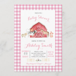 baby shower agricole Invitation fille rose