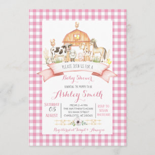 baby shower agricole Invitation fille rose