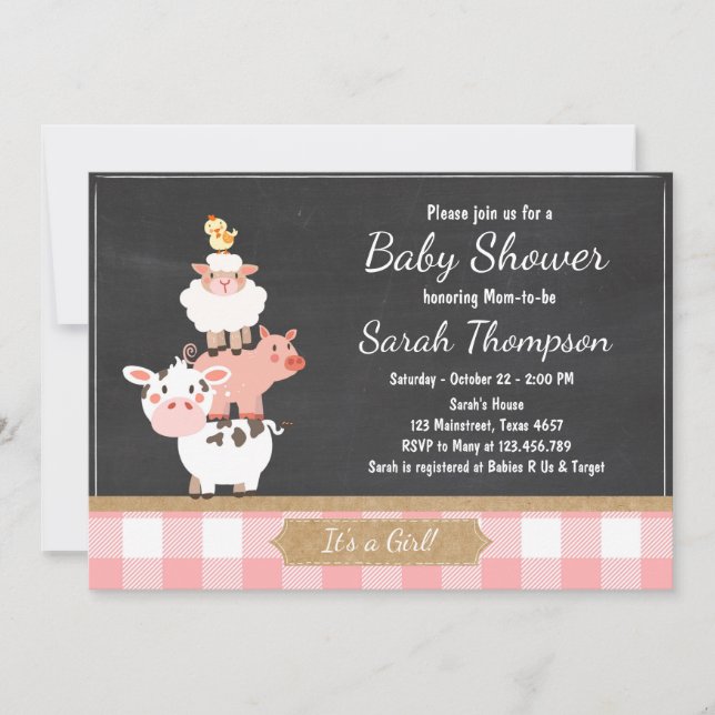 Baby shower agricole invitation Pays Bébé Fille Ro (Devant)