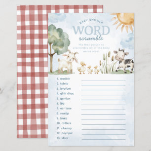 Baby shower agricole Jeu de rugissement de mots