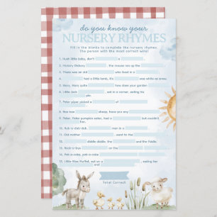 Baby shower agricole Nursery Rhyme Jeu