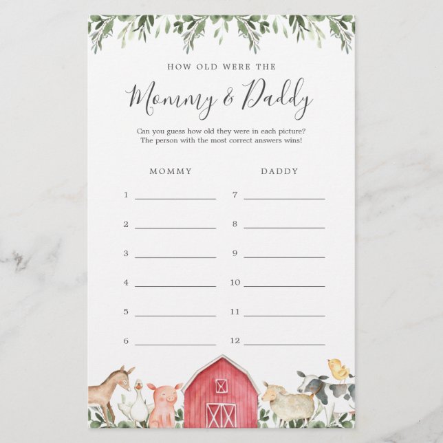 Baby shower Agricole Quel Âge Avaient-Ils Joué Car (Devant)