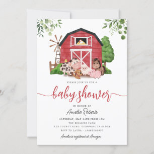 Baby shower agricole, Red Barn Invitation