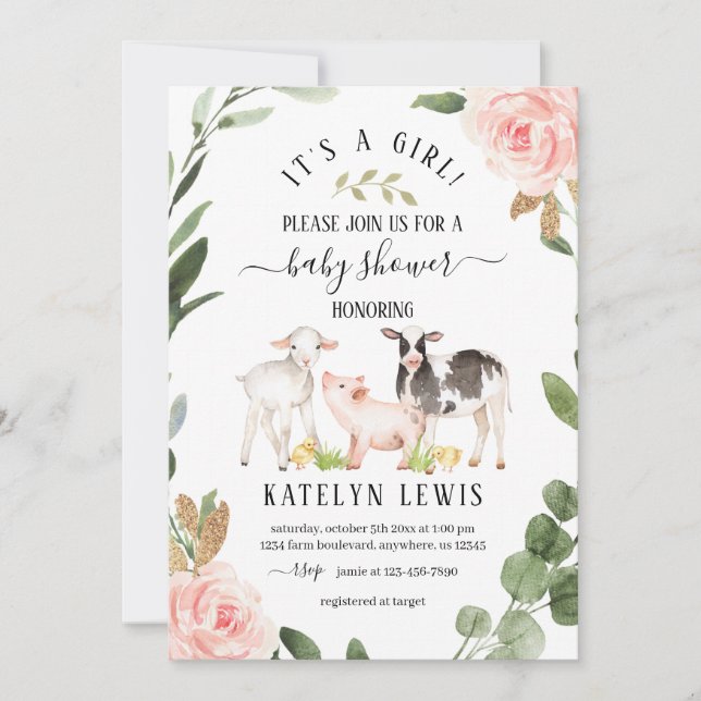 Baby shower agricole verdoyant Invitation (Devant)
