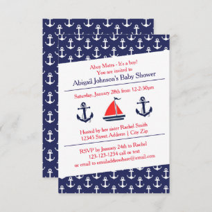 Baby shower Ahoy Ancres - Invitation 3x5