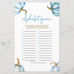 Baby shower Alphabet Citrouille Bleu Automne